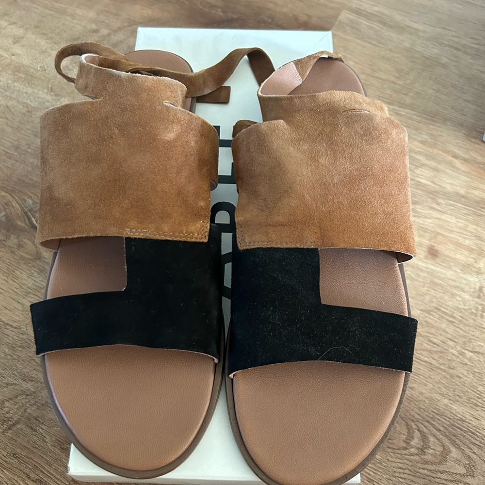 ABLE black and brown suede sandals